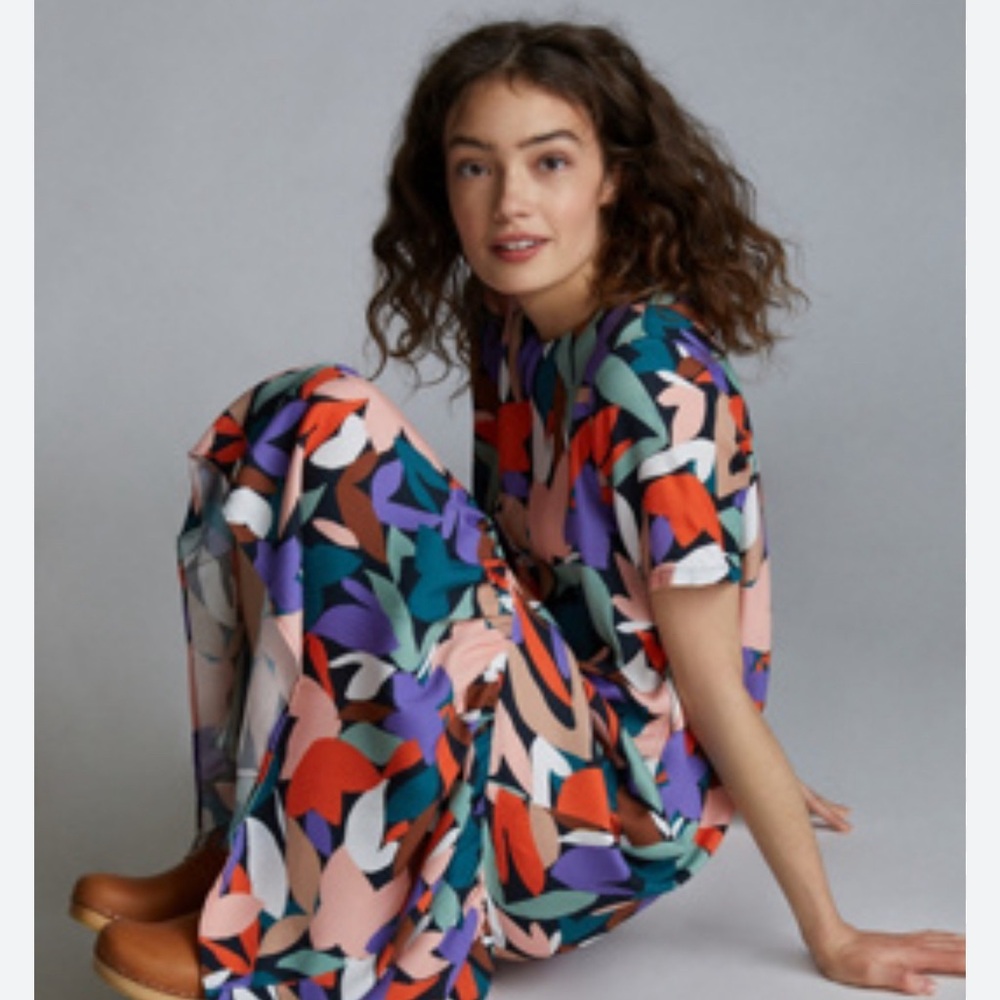 Anthropologie Multicolor Abstract Maxi Dress